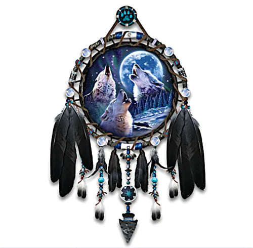 The Bradford Exchange Sacred Spirits Dreamcatcher Collection Issue #4: 'Majestic Serenade' Glow-in-the-Dark Dreamcatcher with Handcrafted Frame and Beads by Robin Koni 8.25-Inches