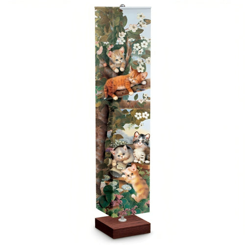 The Bradford Exchange Springtime Kittens Floor Lamp Whimsical Cat Artwork Wrinkle-Resistant Shade Energy-Saving Bulbs with On/Off Foot-Pedal Switch Sturdy Wood-Finished Base Perfect Gift for Cat Lovers by Jürgen Scholz 60-inches - RCE Global Solutions