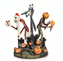 Load image into Gallery viewer, The Bradford Exchange Disney Tim Burton’s The Nightmare Before Christmas: Jack Skellington King of Fright Sculpture Glow in the Dark Handcrafted &amp; Hand-painted Sculpted Figures of Jack Skellington 10-Inches
