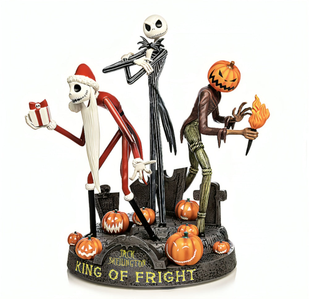 The Bradford Exchange Disney Tim Burton’s The Nightmare Before Christmas: Jack Skellington King of Fright Sculpture Glow in the Dark Handcrafted & Hand-painted Sculpted Figures of Jack Skellington 10-Inches