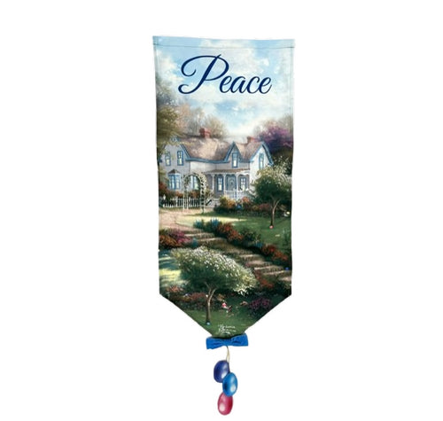 The Bradford Exchange Seasons Of Light Banner Collection Issue #3: 'Peace' Illuminated Fabric Banner with Weather-Resistant Canvas & Seasonal Accents Christmas Decorations by Thomas Kinkade 36-Inches