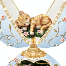 Load image into Gallery viewer, The Bradford Exchange Kittens Leave Pawprints on Our Hearts Jeweled Heirloom Porcelain® Musical Egg Featuring 22K Gold Over 80 Faux Gems and Hand-Painted Sculpture of Frolicking Kittens Plays &#39;Für Elise Handcrafted in Fabergé Style by Jürgen Scholz 6.5&quot; - RCE Global Solutions
