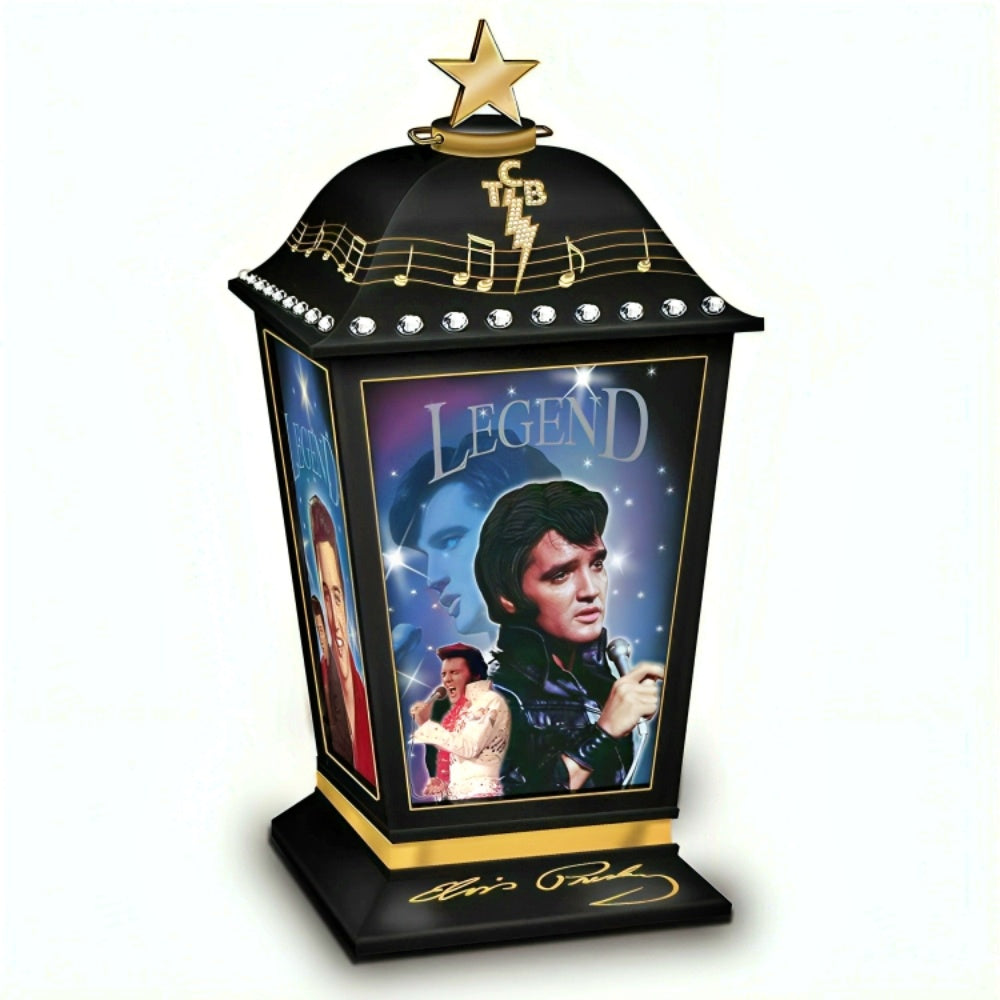 The Hamilton Collection 'The Many Sides of Elvis™' Lantern Collection Issue #1 ELVIS: The Legend Lantern Handcrafted Illuminated Tribute with Archival Photographs and Full-Color Imagery 7-inches