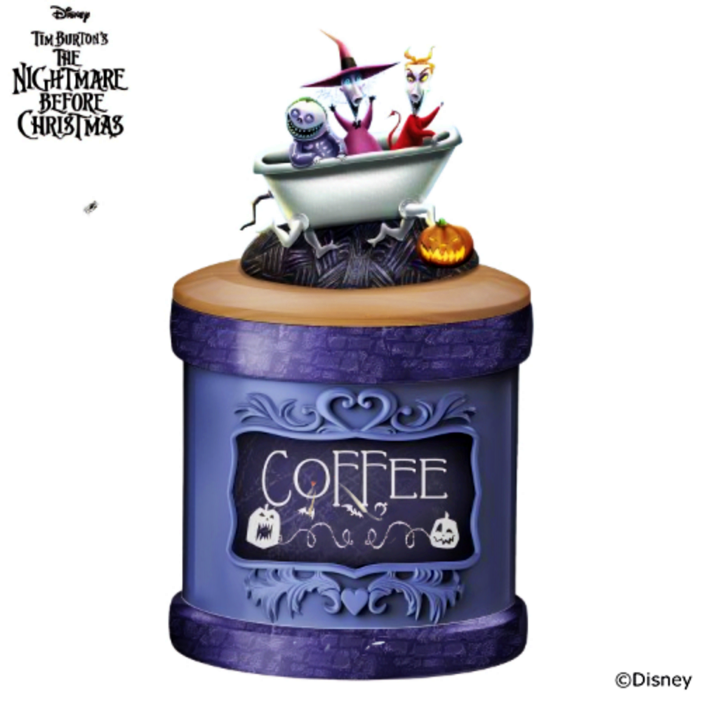 The Bradford Exchange Disney Tim Burton's The Nightmare Before Christmas Canister Collection Issue #1 Lock Shock and Barrel Handcrafted Stoneware Canister with Ingredient Labels Sculptural Lid and Spooky Details 11-inches