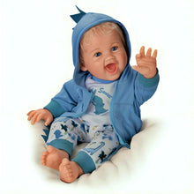 Load image into Gallery viewer, The Ashton-Drake Galleries Sweet Snugglesaurus Baby Collectible Doll Realistic Reborn with RealTouch® Vinyl Giggles and Roars Hand-Rooted Hair Weighted Body and Dinosaur Outfit by Ping Lau 17-inches
