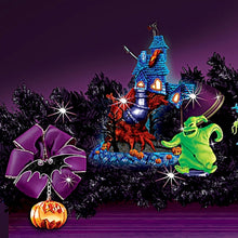 Load image into Gallery viewer, The Bradford Exchange Disney Hawthorne Village Division The Nightmare Before Christmas Illuminated Blacklight Garland Collection Issue #1 Jack&#39;s House with Jack Skellington and Sally Dual Figurine 6.75&quot; H Sculpture, 4.25&quot; H Figurine - RCE Global Solutions
