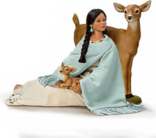 Load image into Gallery viewer, The Ashton-Drake Galleries Dyani Deer Maiden of The Morning Star Native American Poseable Portrait Doll with Deer Figures and Hand Sewn Beaded Illuminated LED Shawl 21&quot;-Inches - RCE Global Solutions
