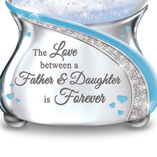 Load image into Gallery viewer, The Bradford Exchange The Love Between A Father and Daughter is Forever Musical Glitter Globe Featuring Entwined Silvery &amp; Glittery Pave Hearts &amp; Plays Always in My Heart - RCE Global Solutions
