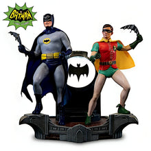 Load image into Gallery viewer, The Bradford Exchange BATMAN Classic TV Series Sculpture Masterpiece Handcrafted and Hand-Painted 1966-1968 TV Series Tribute with DYNAMIC DUO™ Atop GOTHAM CITY™ Police Department BAT-SIGNAL™ Illuminated Pose 10&quot; W x 10&quot; H x 7&quot; D - RCE Global Solutions
