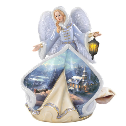 The Bradford Exchange Winter Angels of Light Collection Issue #5 Angel of Glory Illuminated Sculpture Art on Porcelain Angel by Thomas Kinkade 8-Inches - RCE Global Solutions