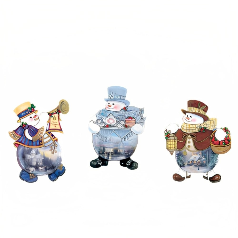 The Ashton-Drake Galleries Memories of Christmas Snowman Ornament Collection Issue #2 Set of 3 Christmas Decoration by Thomas Kinkade 4-inches - RCE Global Solutions