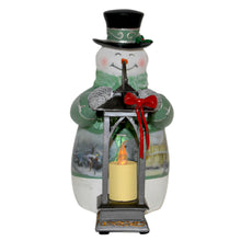 Load image into Gallery viewer, The Bradford Exchange Thomas Kinkade Warm Welcome Snowman Candle Issue #5 Lighted Musical Snowman Lantern Warm Wishes Tabletop Centerpiece Collection 7-inches - RCE Global Solutions
