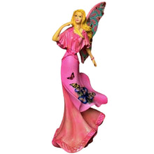 Load image into Gallery viewer, The Hamilton Collection Soaring With Faith Fairy Figurine Hope Takes Flight Collection Hand-Painted Breast Cancer Awareness Sculpture with Faux Gems by Jody Bergsma 7.5-inches
