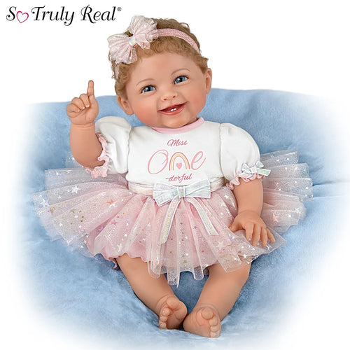 The Ashton-Drake Galleries Little Miss One-derful Collector's Edition Baby Doll by Master Doll Artist Ping Lau with RealTouch® Vinyl Skin, Hand-rooted Hair, Poseable 18.5-inches - RCE Global Solutions