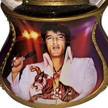 Load image into Gallery viewer, The Bradford Exchange Elvis Burning Love Glitter Globe Collection Issue #8 “Unchained Melody” Musical Snow Globe with Elvis Silhouette and Artwork by Nate Giorgio 6-inches

