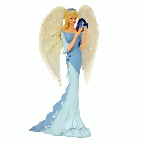 The Hamilton Collection Whispers of Hope Angels Figurine Collection Issue #3: 'Heavenly Whisper of Faith' Hand-Painted Glittered Pearlescent Wings & Faux Gem Supports Ovarian Cancer Awareness by Thomas Kinkade 7-inches - RCE Global Solutions