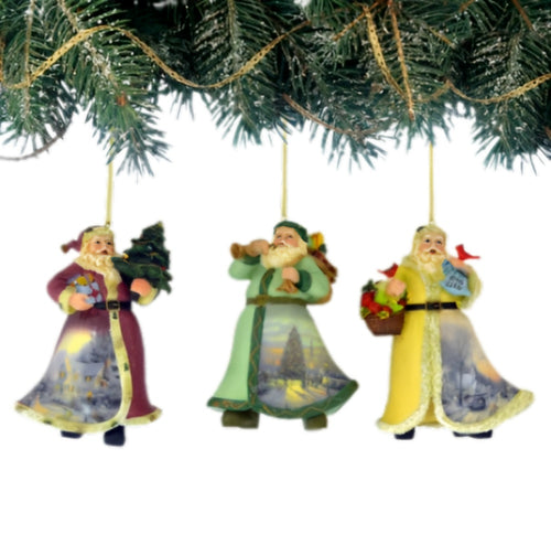 The Ashton-Drake Galleries Victorian Winter Scenes Santas Ornament Collection Issue #34 Painter of Light Artistry Three Dimensional Elegance with Elaborate Detailing Christmas Decoration Set of 3 by Thomas Kinkade 12-inches - RCE Global Solutions