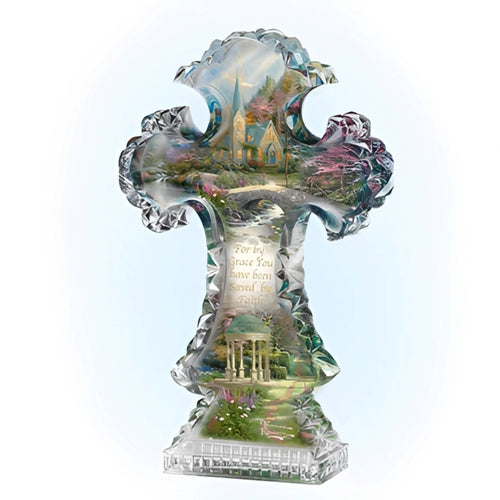 The Bradford Exchange Rejoice Inspirations Of Hope Cross Crystalline Religious Sculpture Collection Issue #6 by Thomas Kinkade 6.5-Inches - RCE Global Solutions