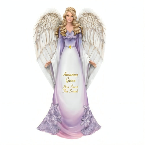 The Hamilton Collection Amazing Grace, How Sweet the Sound Angel FigurineHandcrafted & Hand-Painted Collectible with Glittered Wings, Faith-Inspired Design & Painter of Light Colors Religious Decor by Thomas Kinkade 7-inches