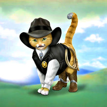 Load image into Gallery viewer, The Hamilton Collection Spurs &#39;N Fur Kitty Cowboys Figurine Issue #1 Sheriff S. Purrs Hand-Painted Cat Sculpture with Detailed Cowboy Attire Sheriff’s Badge and Spurs Limited Edition Old West Collectible 5.5-inches
