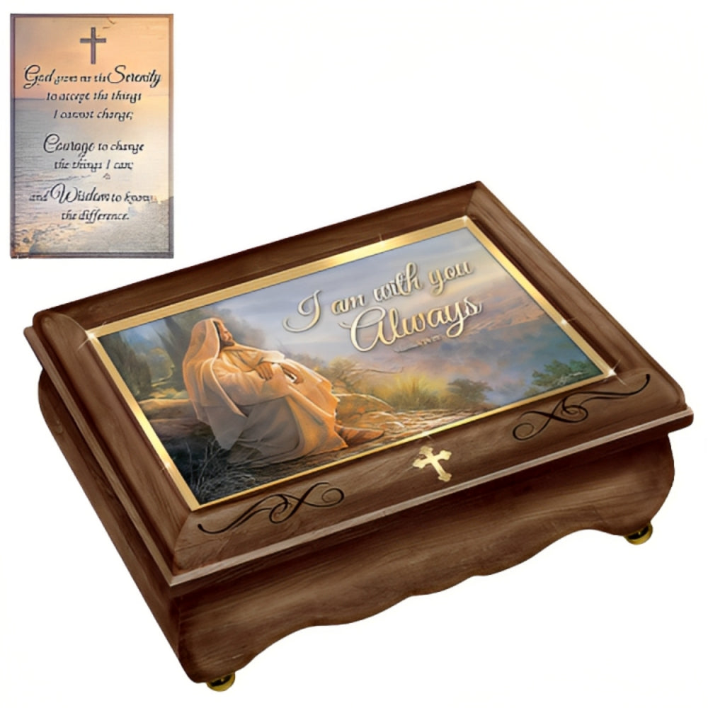 The Bradford Exchange I Am with You Always Wooden Music Box Inspirational Heirloom Keepsake with 