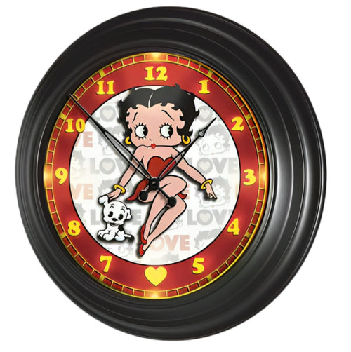 The Bradford Exchange Betty Boop LED Night Illuminated Atomic Clock with Weather-Resistant Metal Housing Officially Licensed Design 14-Inches
