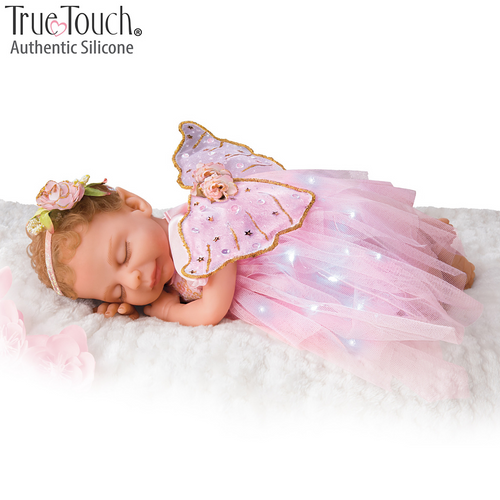 The Ashton-Drake Galleries Dream Blossom Silicone Fairy Baby Doll with Illuminated Outfit by Ina Volprich 13.5-Inches