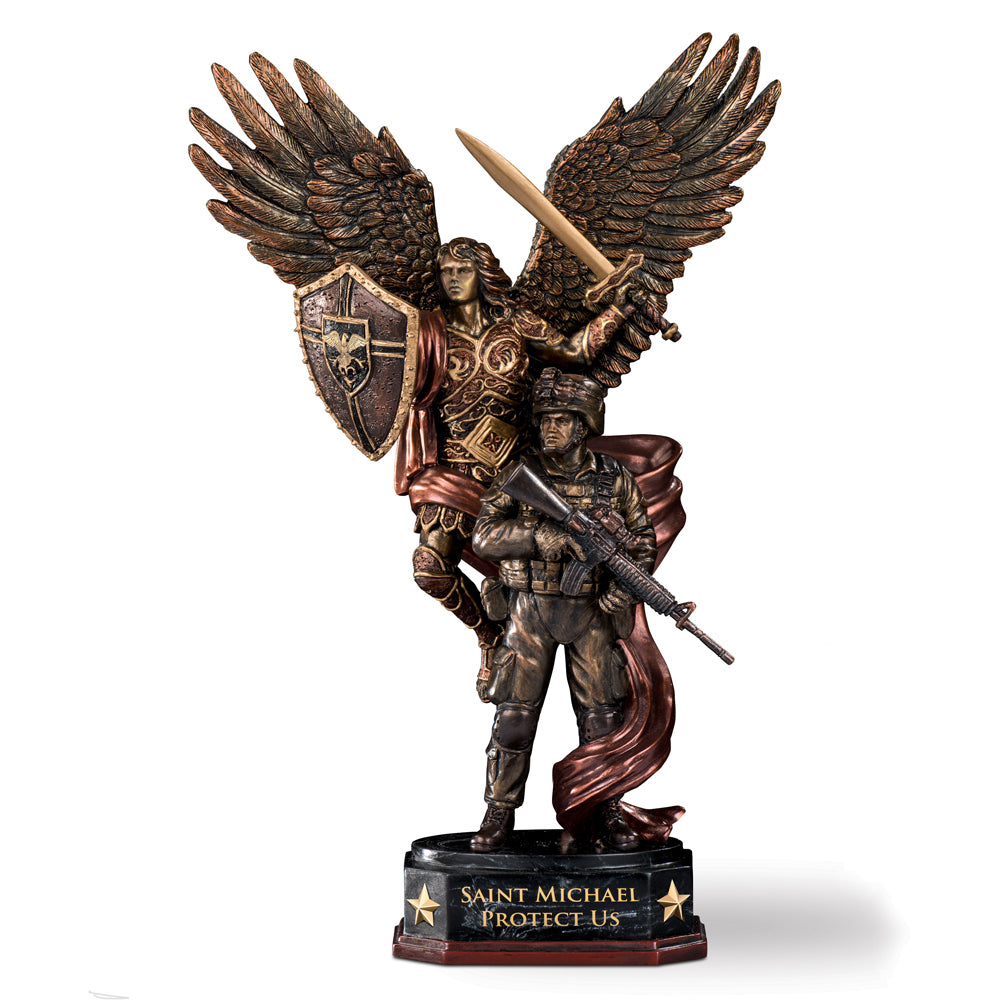 The Bradford Exchange St. Michael Protect Us Archangel Sculpture Cold-cast Bronze 12-inches - RCE Global Solutions