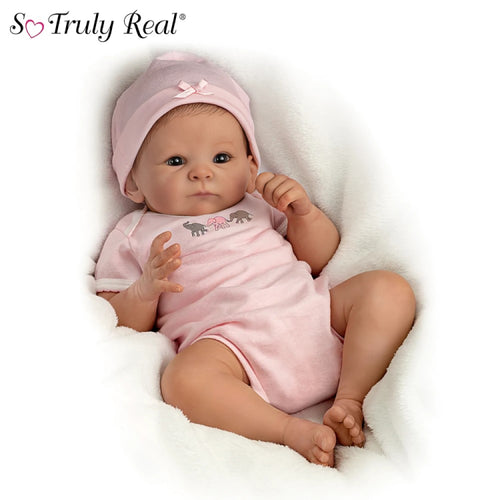 The Ashton - Drake Galleries Little Peanut Lifelike So Truly Real® Reborn Baby Girl Doll Weighted Fully Poseable with Soft RealTouch® Vinyl Skin by Renowned Master Doll Artist Tasha Edenholm 17