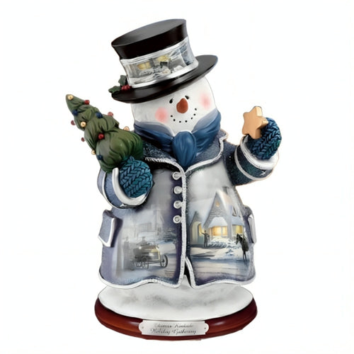 The Bradford Exchange Winter Wonderland Snowman Heirloom Classics Collection Issue #6 Holiday Gathering Christmas Decoration Figurine by Thomas Kinkade 7-inches