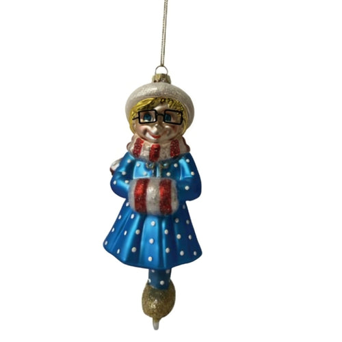The Ashton-Drake Galleries Classic Mrs. Beasley Blown Glass Ornament Collection Issue #19: Mrs. Beasley Skating Celebrating 55 Years of Family Affair Hand-Painted with Golden Glitter Accents Christmas Decor 6-inches