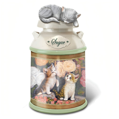 The Bradford Exchange Kitten Canister Sugar Cozy Kittens Canister Collection Issue #3 by Jurgen Scholz 10 to 11.73-inches