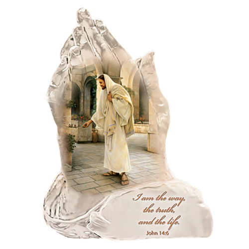 The Bradford Exchange I Am The Way Issue #9 Praying Hands Religious Art Collectible Figurine with Art by Greg Olsen 6-inches
