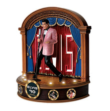Load image into Gallery viewer, The Bradford Exchange Elvis Presley 90th Birthday Sculpture Collectible Tribute Plays Hound Dog Illuminated Stage &amp; Backdrop Ed Sullivan Show-Inspired Design 8.25-inches - RCE Global Solutions
