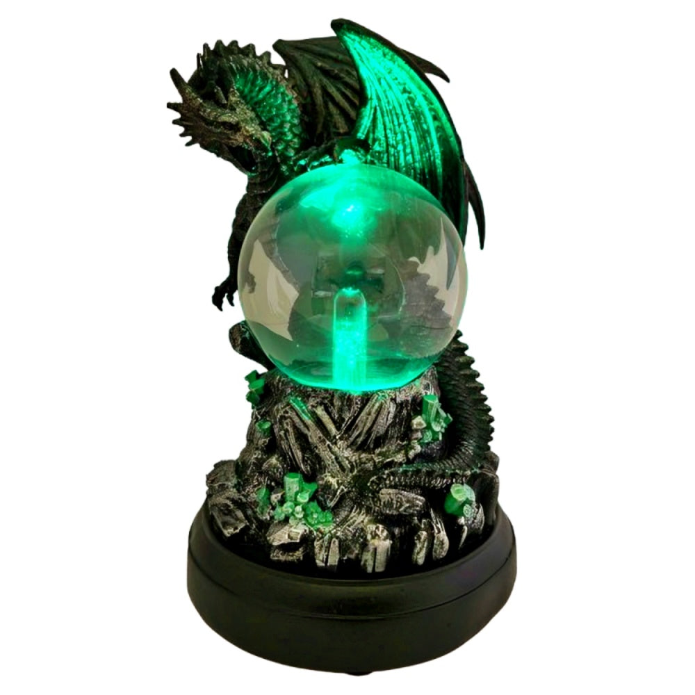 The Bradford Exchange Protectors of the Realm Sculpture Collection #3: Elemental Protector Dragon with Light-Up Plasma Ball Touch-Activated Effects and Faux Crystals 7-inches