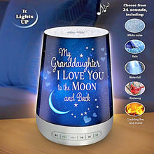 Load image into Gallery viewer, The Bradford Exchange Granddaughter I Love You to The Moon Sleep Sound Machine Nightlight 24 Soothing Sounds Timer USB Rechargeable Celestial Artwork 6-inches
