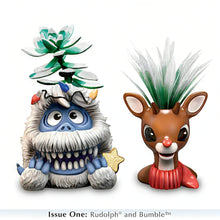 Load image into Gallery viewer, The Bradford Exchange Rudolph and Bumble Charming Character Pots Filled with Holiday Cheer Handcrafted and Hand-Painted Artificial Succulent Sculptures Rudolph the Red-Nosed Reindeer Succulent Collection Issue #1 Christmas decoration 5.75-inches - RCE Global Solutions
