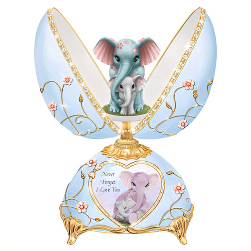 The Bradford Exchange Unforgettable Love Music Box Handcrafted Elephant Heirloom Porcelain with 22K Gold and Sparkling Jewels Plays 