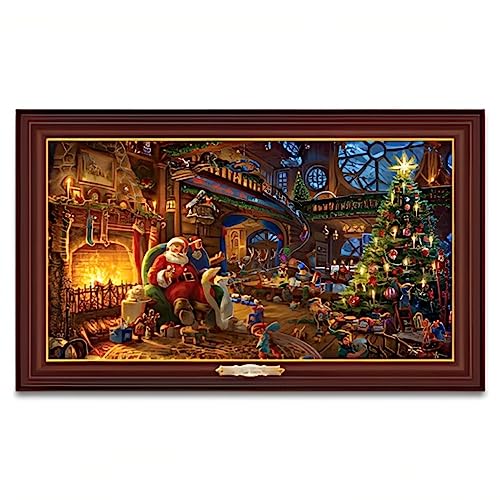 The Bradford Exchange Studio Santas Night Before Christmas Canvas Print with Illuminated LED Lights by Thomas Kinkade 20x12-inches - RCE Global Solutions