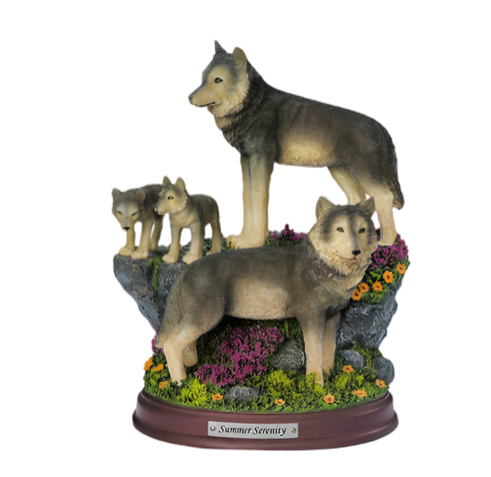 The Bradford Exchange Summer Serenity The Protectors Of The Pack Collection Issue #13 Realistically Hand Painted & Likelife Detail Wolf Sculpture 8-inches - RCE Global Solutions