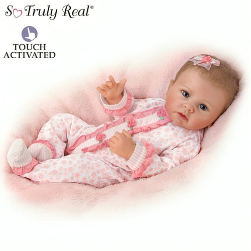 The Ashton - Drake Galleries Katie Coos Breathes has Heartbeat Interactive So Truly Real® Lifelike Baby Girl Doll Weighted Poseable with Soft RealTouch® Vinyl Skin by Master Doll Artist Linda Murray 19