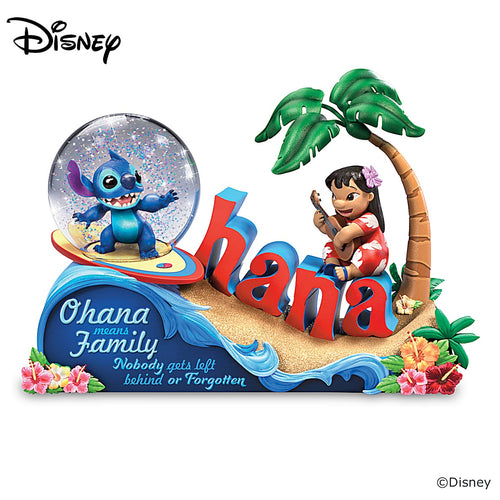 The Bradford Exchange Disney Lilo & Stitch Ohana Means Family Musical Glitter Globe 5.5-inches