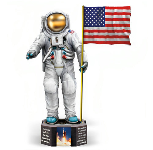 The Hamilton Collection Apollo 11 Figurine Commemorate the 50th Anniversary of the Moon Landing American Astronaut Handcrafted & Hand Painted with Four Sided Marble Look 11-inches