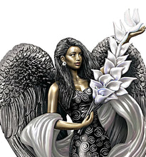 Load image into Gallery viewer, The Hamilton Collection Shimmering Heavenly Glory Angel Figurine Handcrafted Hand-painted with Rich Palette Silvery by Keith Mallett 7-inches - RCE Global Solutions

