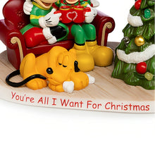 Load image into Gallery viewer, The Hamilton Collection Disney Mickey Mouse and Minnie Mouse You&#39;re All I Want for Christmas Figurine Festive LED-Lit Christmas Tree Handcrafted Christmas Decoration Featuring Disneys Pluto and Heartwarming Sentiment 5.5-inches - RCE Global Solutions
