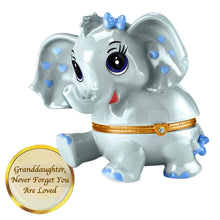 Load image into Gallery viewer, The Bradford Exchange Granddaughter, Never Forget You Are Loved Birthstone Music Box Collection Issue #4: APRIL Heirloom Porcelain Elephant with Swarovski Crystal and Plays &quot;You Are My Sunshine&quot; 4.5-inches
