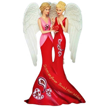 Load image into Gallery viewer, The Hamilton Collection Angelic Sisters of Heartfelt Promises Collection Issue #5 Sisters Are Forever Bonded Heart And Soul Figurine Hand-Painted Collectible with Glittered Wings and Golden Lantern by Thomas Kinkade 7-inches
