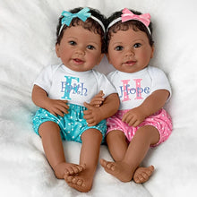 Load image into Gallery viewer, The Ashton - Drake Galleries Hope and Faith So Truly Real® Twin African American Black Baby Girl Doll Set Fully Poseable with Soft RealTouch® Vinyl Skin by Master Doll Artist Linda Murray 14&quot;-Inches
