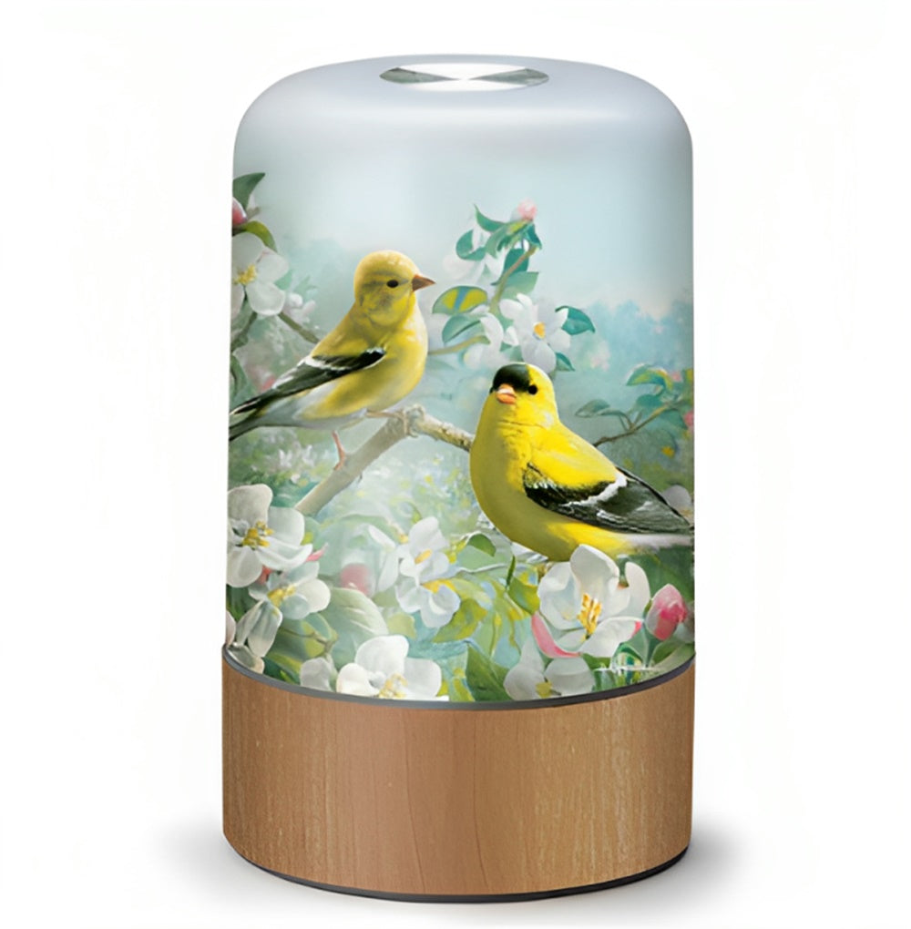 The Bradford Exchange Happy Goldfinches Garden Visitors Lamp Collection Issue #2 Touch Activated Accent Features Artwork of Colourful Songbirds by Hautman Brothers 5.75-inches - RCE Global Solutions