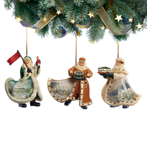 The Ashton-Drake Galleries Victorian Winter Scenes Santas Ornament Collection Issue #12 Painter of Light Artistry Christmas Decoration Set of 3 by Thomas Kinkade 12-inches - RCE Global Solutions